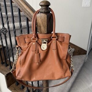 Michael Kors Hamilton Large Brown Leather Gold Hardware Used
